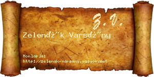 Zelenák Varsány névjegykártya